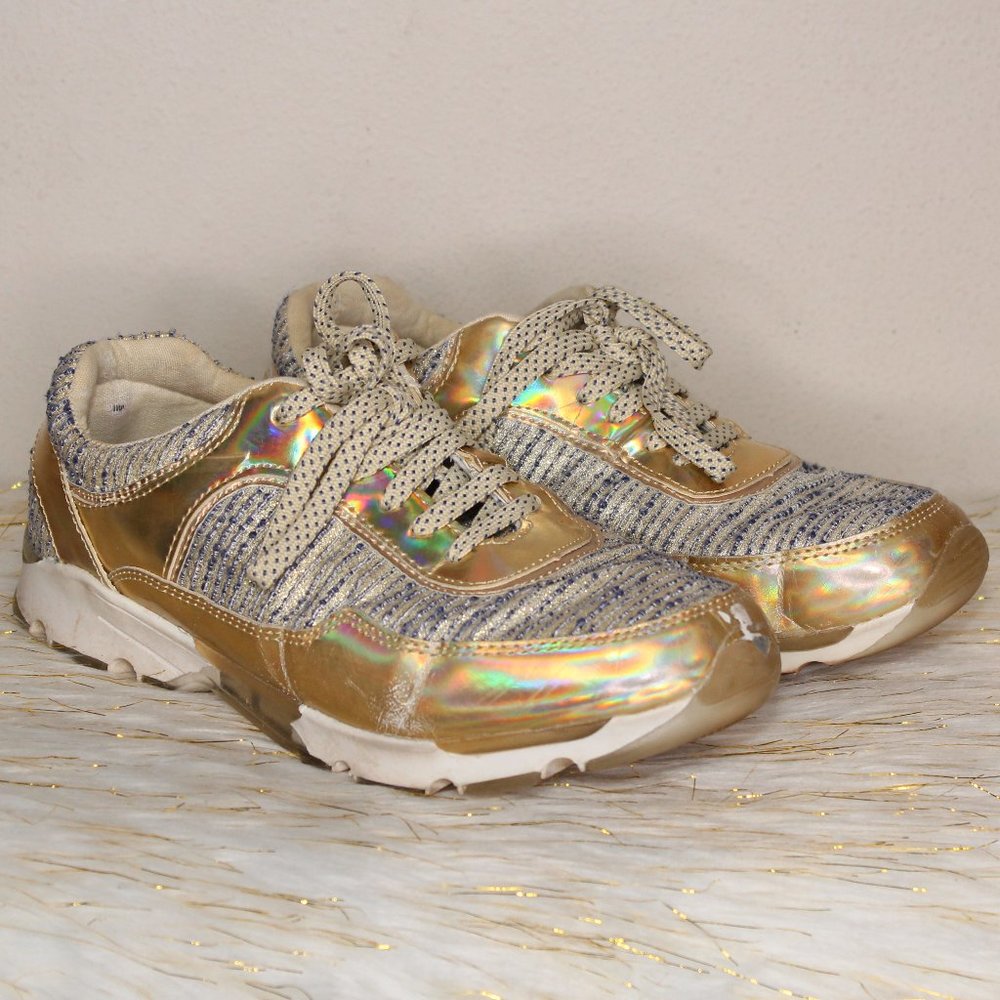 Shiny Holographic Golden Sneakers 8.5